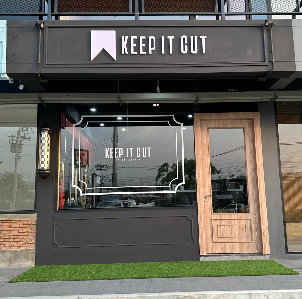 Storefront of Keep It Cut men's barbershop at 198 Mall, Lat Krabang, Bangkok